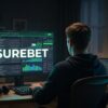 Persona di spalle davanti a un monitor con quote e grafici: surebet, cosa sono e come trovarle