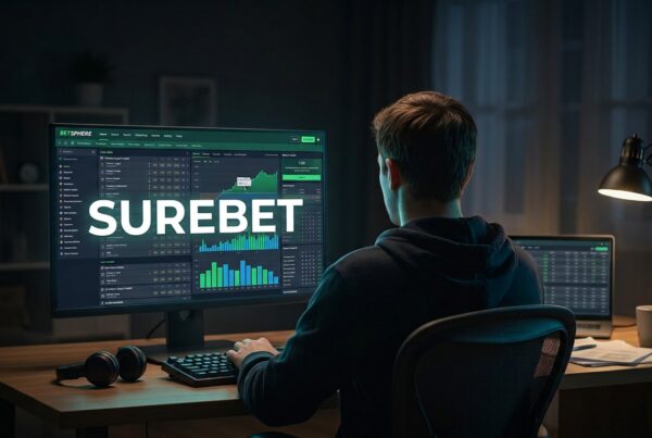 Persona di spalle davanti a un monitor con quote e grafici: surebet, cosa sono e come trovarle